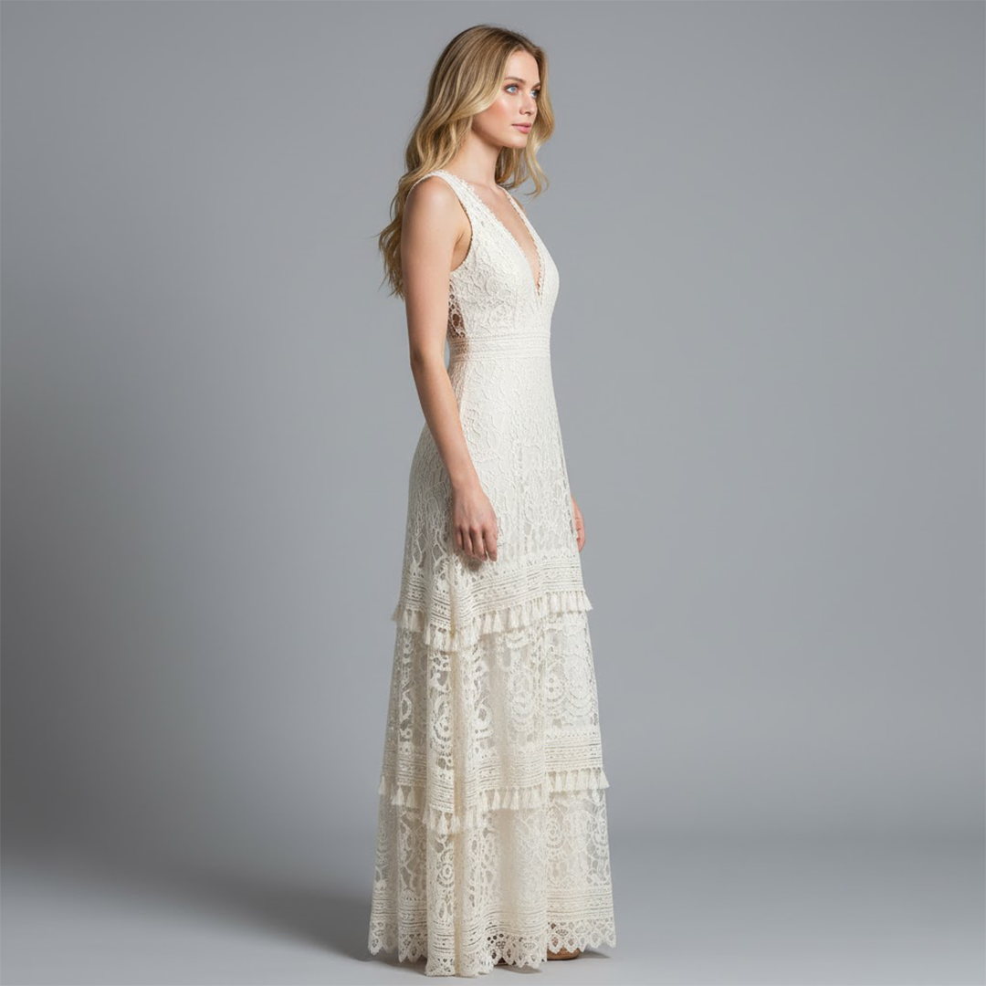 Avaree | Women’s Lace Maxi Dress with V-Neck