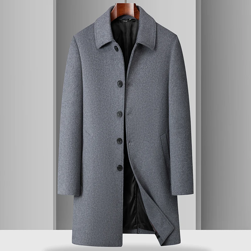 Trendy Men's Wool Coat Autumn Winter Fashion Long Wool Jacket Business Casual Style Trench Coat Comfortable and Warm Men's Top - Image 4