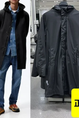 08281412800 men clothing 8281432 men's imitation leather waterproof parka trench coat 8281412