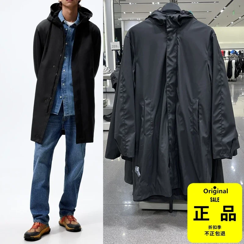 08281412800 men clothing 8281432 men's imitation leather waterproof parka trench coat 8281412