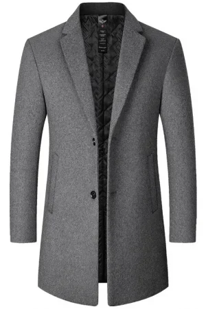 BROWON Brand Trench Coat Men Autumn and Winter New Solid Color Long Woolen Coat for Men Business Casual Windbreaker Men Clothing