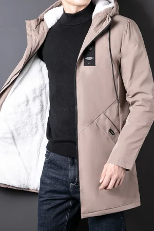 2024 Autumn New Classic Long Coat Men Winter Fleece Lined Trench Coat Men Korean Fashion Thick Warm Outwear Windbreaker Jacket