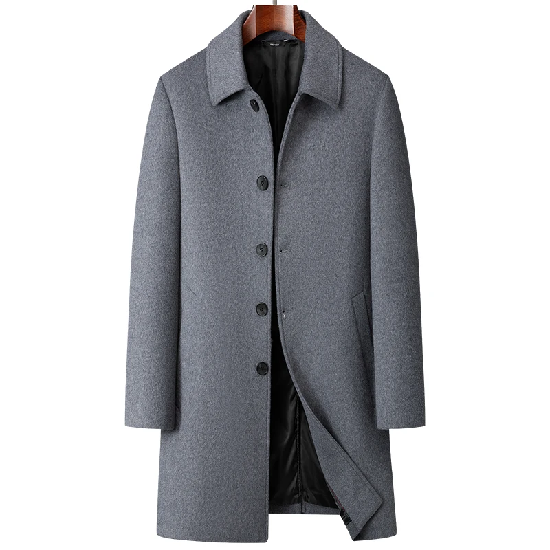 Trendy Men's Wool Coat Autumn Winter Fashion Long Wool Jacket Business Casual Style Trench Coat Comfortable and Warm Men's Top